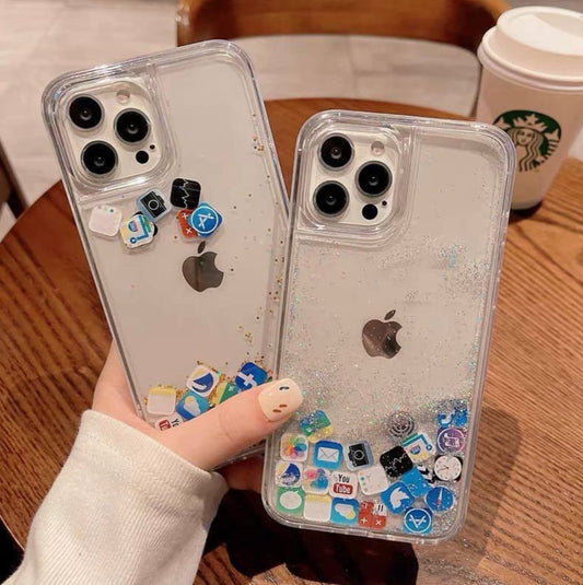 Iphone Floating App Glitter Water Cover