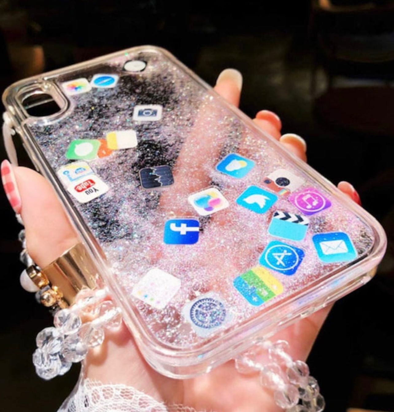 Iphone Floating App Glitter Water Cover